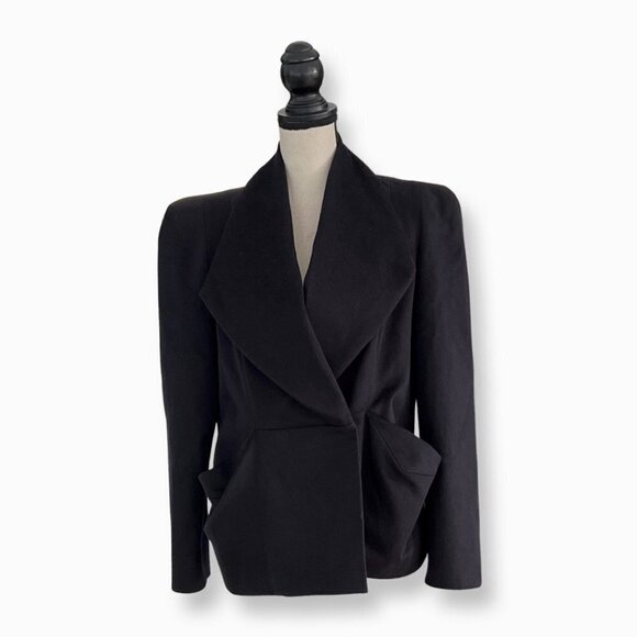 Giorgio Armani black wool angora blazer jacket size 46 US 10
